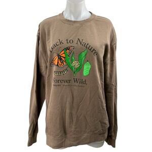 OnlyNY Women's Brown Graphic Print Butterfly Long Sleeve Sweatshirt Top Size L